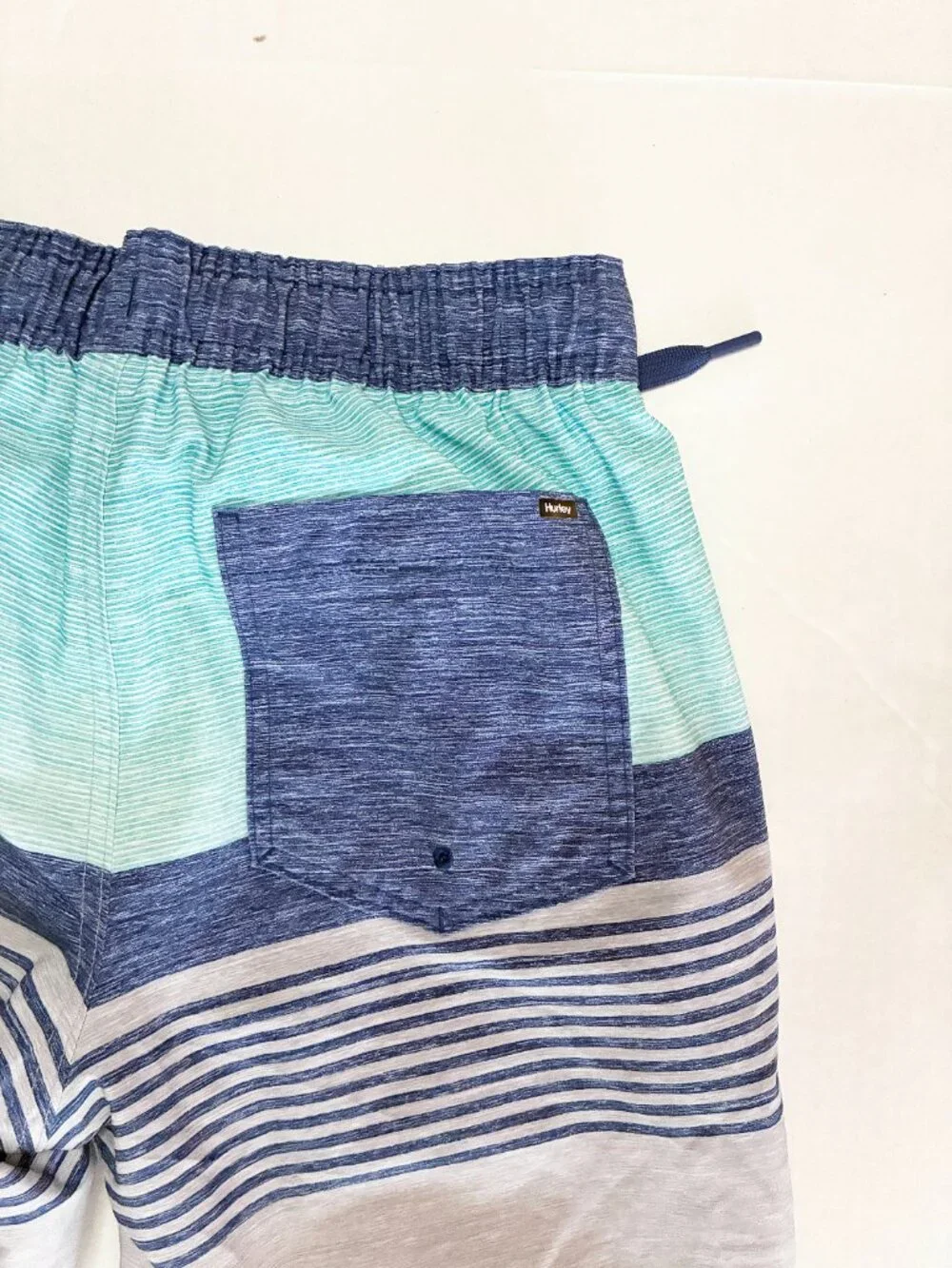 Hurley Striped Lined Volley Swim Shorts - Size S - Blue / Grey
